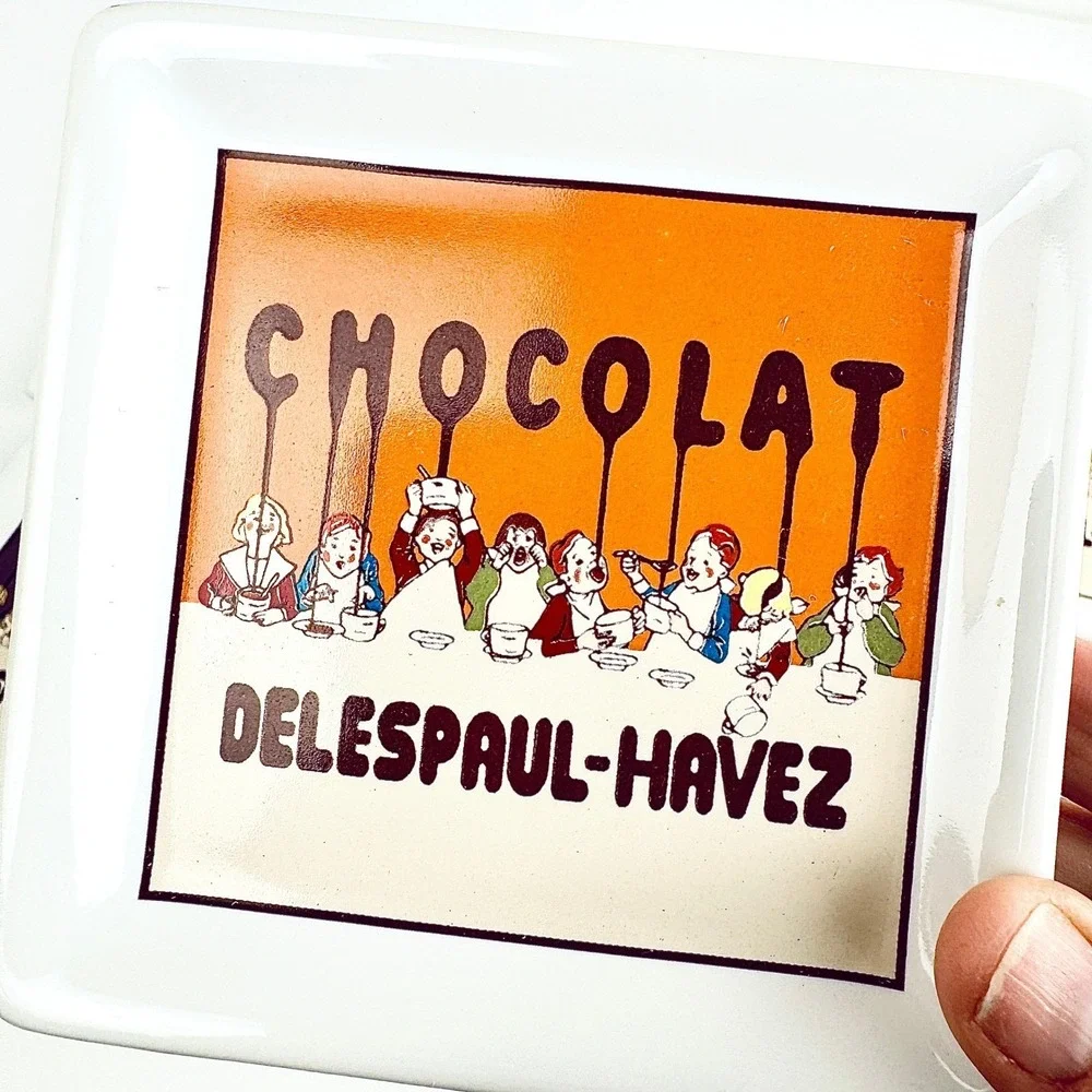 Pottery Barn French Cafe Ceramic Coasters Set 6 Chocolat‎ Delespaul Box 2002